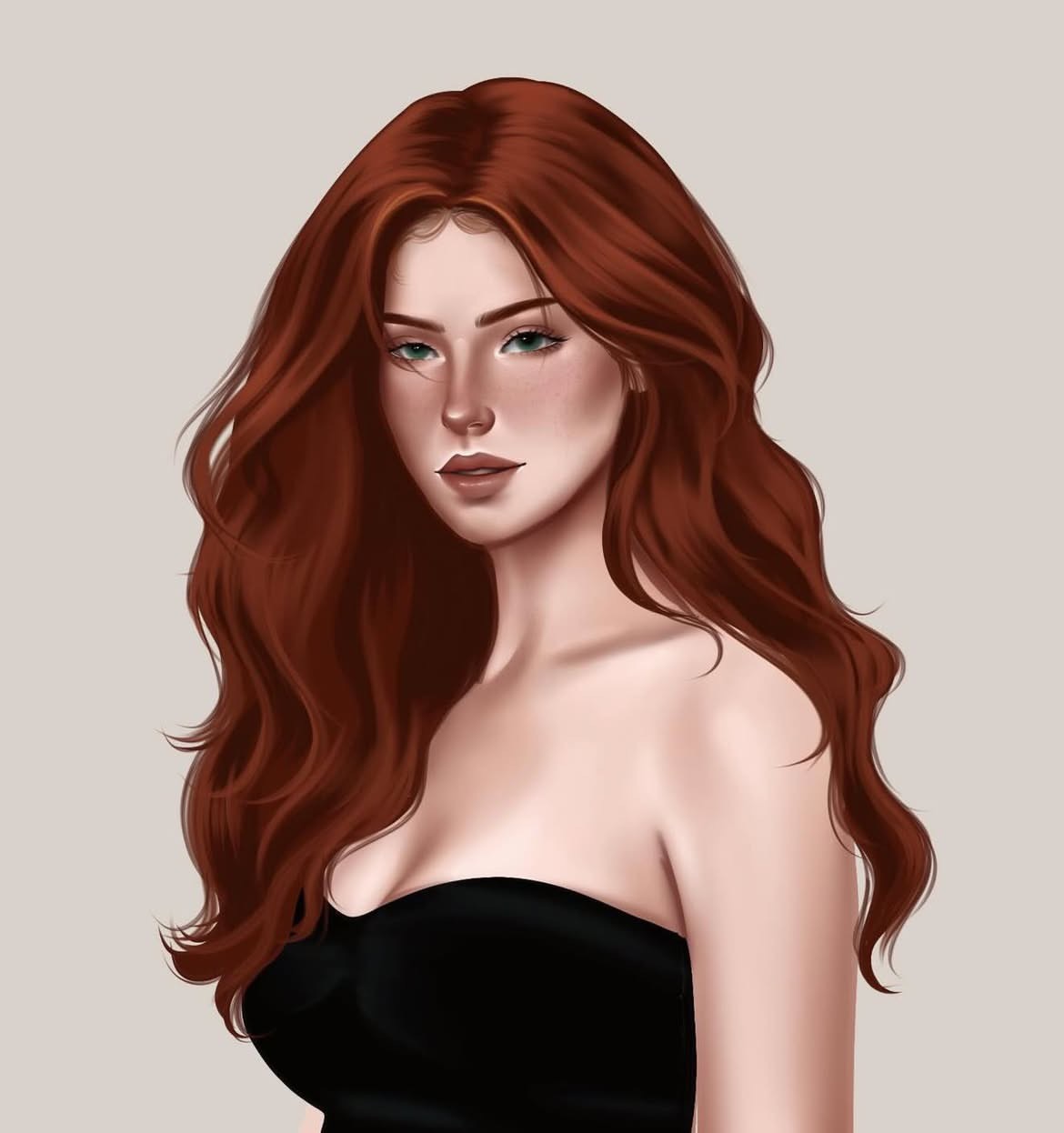 Character design: red-haired woman portrait